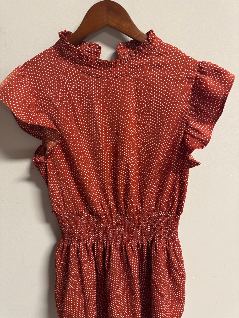 THML Red Polka Dot Ruffle Mini Dress - Picture 2 of 7